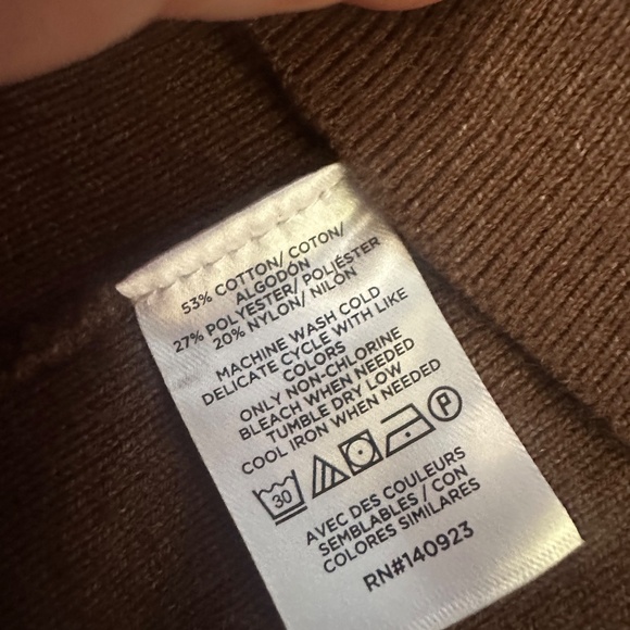 NWT Loft Chocolate Brown Ribbed Stretchy Off The Shoulder Sweater Boho Sz XL - Picture 5 of 5